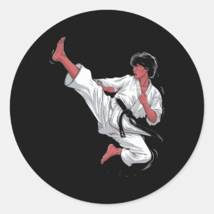 Black Belt Karate Fighter Ronde Sticker