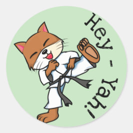 Black Belt Karate Kat Schattige Cat Ronde Sticker