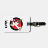 Black Belt Karate/Ninja Brunette Boy Bagagelabel (Voorkant horizontaal)