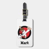 Black Belt Karate/Ninja Brunette Boy Bagagelabel (Voorkant verticaal)