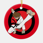 Black Belt Karate/Ninja Brunette Boy Keramisch Ornament (Voorkant)