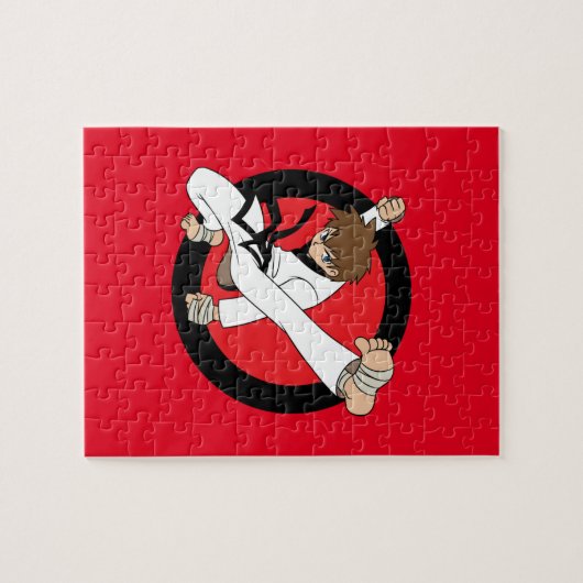 Black Belt Karate/Ninja Brunette Boy Legpuzzel (Horizontaal)