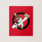 Black Belt Karate/Ninja Brunette Boy Legpuzzel (Verticaal)