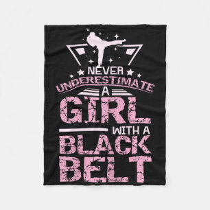 Black Belt Karate Taekwondo Girl Fleece Deken