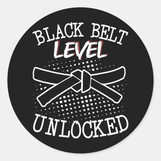 Black Belt Level ontgrendeld 4 Ronde Sticker (Voorkant)