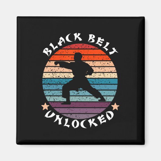 Black Belt Level Ontgrendeld Prestatie Karate Keep Magneet (Voorkant)
