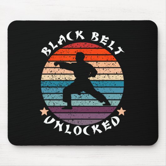 Black Belt Level Ontgrendeld Prestatie Karate Keep Muismat (Voorkant)