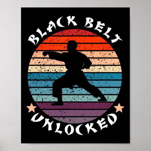 Black Belt Level Unlocked Achievement Karate Keep Poster (Voorkant)