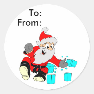 Black Belt Santa Gift Labels voor vechtsporten