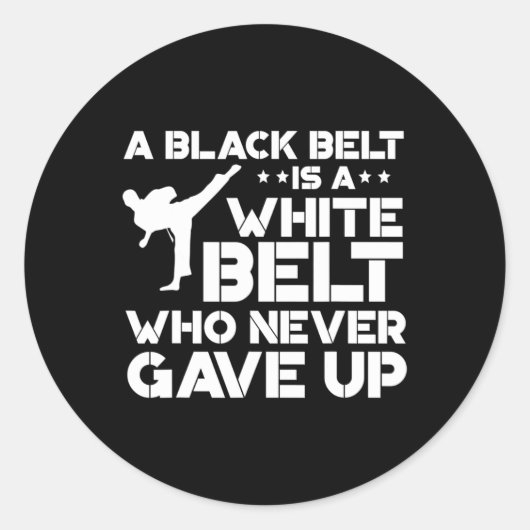 Black Belt Shirten Taekwondo Karate Gift Ronde Sticker (Voorkant)