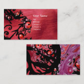 BLACK BERRIES ZWIRLS rode zwarte roze zijde Visitekaartje (Voorkant / Achterkant)