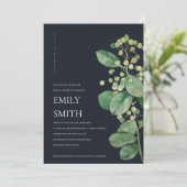 BLACK BERRY LEAVES FOLIAGE VRIJGEZELLENFEEST INVIT BEDANKKAART (Staand voorkant)