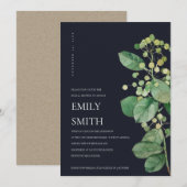 BLACK BERRY LEAVES FOLIAGE VRIJGEZELLENFEEST INVIT BEDANKKAART (Voorkant / Achterkant)