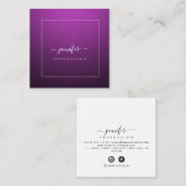 Black Berry roze Paarse monogram naam Sociale medi Vierkante Visitekaartje (Voorkant / Achterkant)