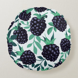 Black Berry Tropical: Fruit Naadloos Patroon Rond Kussen