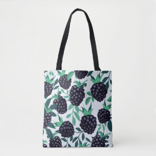 Black Berry Tropical: Fruit Naadloos Patroon Tote Bag