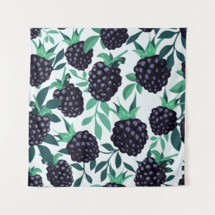 Black Berry Tropical: Fruit Naadloos Patroon Wandkleed