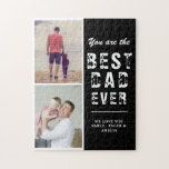 Black Best Dad Ever Family 2 Photo  Legpuzzel<br><div class="desc">Black Best dad ever Family 2 Photo Puzzle. Collage of 2 photos, father`s name with a sweet message in a trendy script and names of children. Add your two favorite family photos. Sweet personalized keepsake and a gift for birthday, Father`s Day or Christmas for a dad, new dad or grandfather....</div>