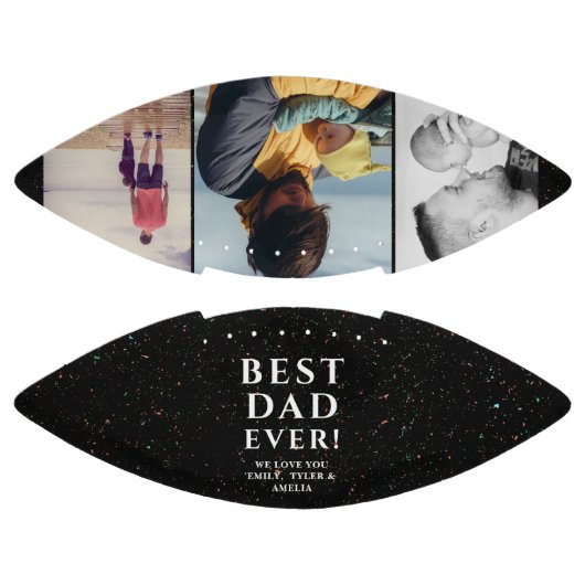 Black Best Dad ever Father's Day 3 Photo Collage American Football (Panelen)