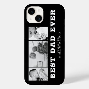 Black Best Dad ever Father's Day 3 Photo Collage Case-Mate iPhone 14 Hoesje