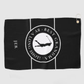 Black Best Grandma by a Long Shot Dames Monogram Golfhanddoek (Horizontaal)