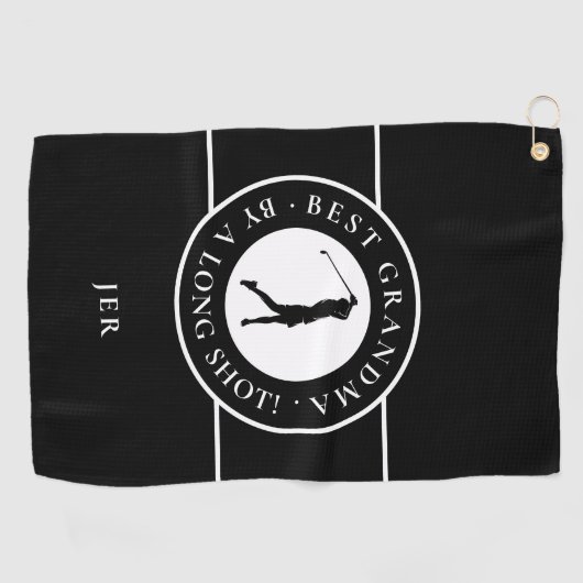 Black Best Grandma by a Long Shot Dames Monogram Golfhanddoek (Horizontaal)