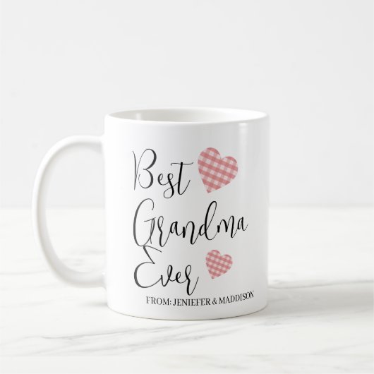 Black Best Grandma Ever Hand Lettering Quote Coffi Koffiemok (Links)