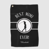 Black Best Grandma Mimi Golfer Sports Monogram Golfhanddoek (Voorkant)