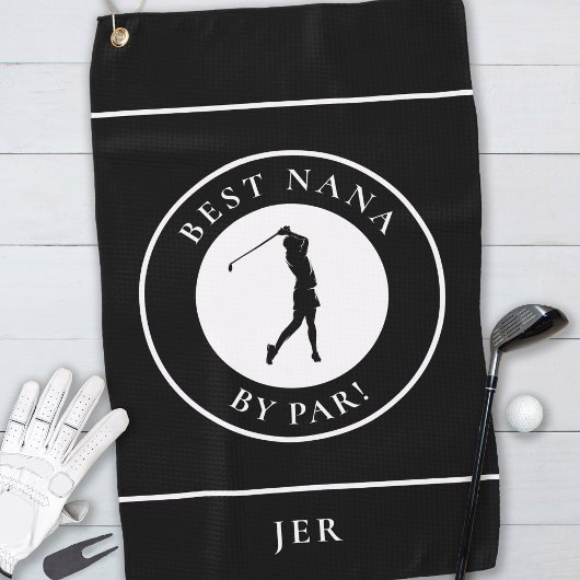 Black Best Grandma Nana Golfer Monogram Sports Pro Golfhanddoek