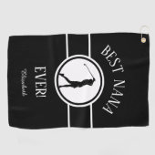 Black Best Nana Golfer Grandma Monogrammed Womens Golfhanddoek (Horizontaal)