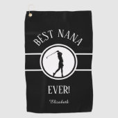 Black Best Nana Golfer Grandma Monogrammed Womens Golfhanddoek (Voorkant)