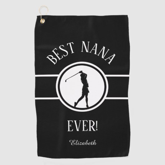 Black Best Nana Golfer Grandma Monogrammed Womens Golfhanddoek (Voorkant)