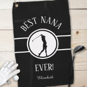 Black Best Nana Golfer Grandma Monogrammed Womens Golfhanddoek