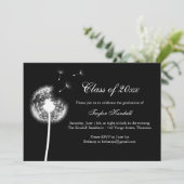 Black Best Wishes Afstuderen Invitation Kaart (Staand voorkant)