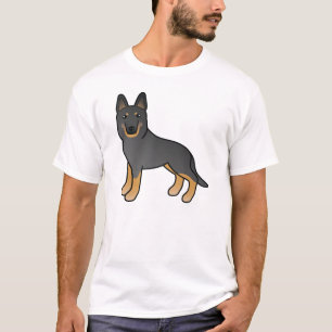 Black BiColor German Shepherd Cute Cartoon Dog T-shirt