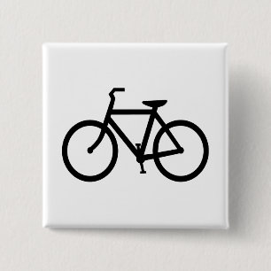 Black Bike Route Vierkante Button 5,1 Cm