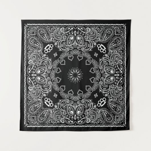 Black Biker Bandanna Wandkleed (Voorkant (horizontaal))