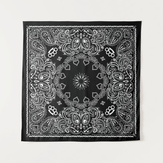 Black Biker Bandanna Wandkleed (Voorkant)