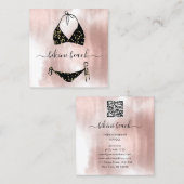 Black Bikini Lingerie Beach Costume Underwear Shop Vierkante Visitekaartje (Voorkant / Achterkant)