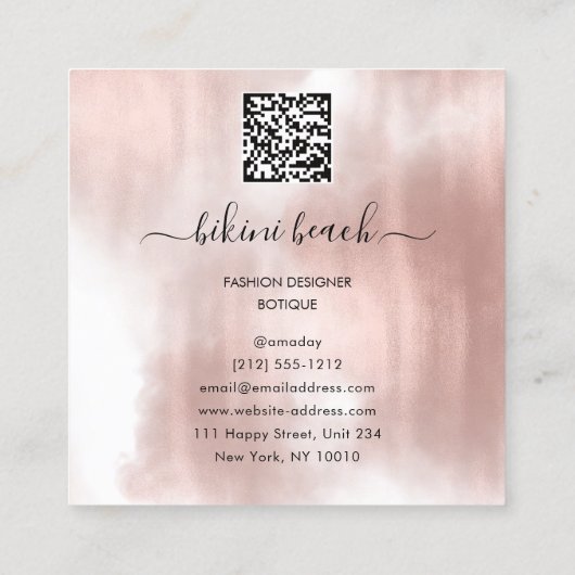 Black Bikini Lingerie Beach Costume Underwear Shop Vierkante Visitekaartje (Achterkant)