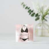 Black Bikini Lingerie Beach Costume Underwear Shop Vierkante Visitekaartje (Staand voorkant)