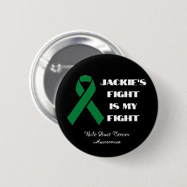 Black Bile Duct Cancer Support Green Ribbon Ronde Button 5,7 Cm