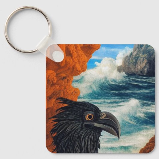 Black Bird Art Sleutelhanger (Voorkant)