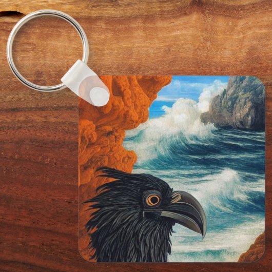 Black Bird Art Sleutelhanger (Voorkant)