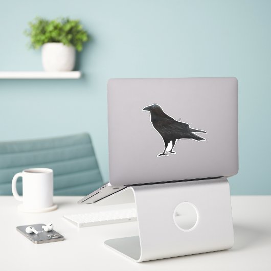 Black Bird Crow Sticker (Laptop op bureau)