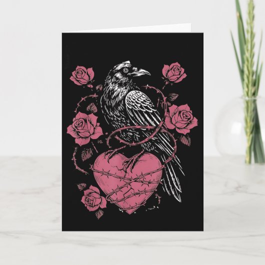 Black Bird F-caw-f Funny Valentines Day  Kaart (Voorkant)