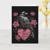 Black Bird F-caw-f Funny Valentines Day  Kaart (Gele Bloem)