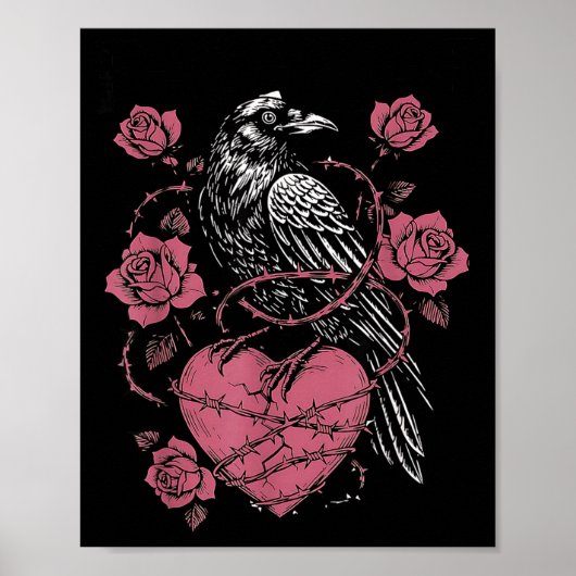 Black Bird F-caw-f Funny Valentines Day  Poster (Voorkant)