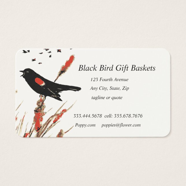 Black Bird geschenkmanden op maat Visitekaartje (Voorkant)