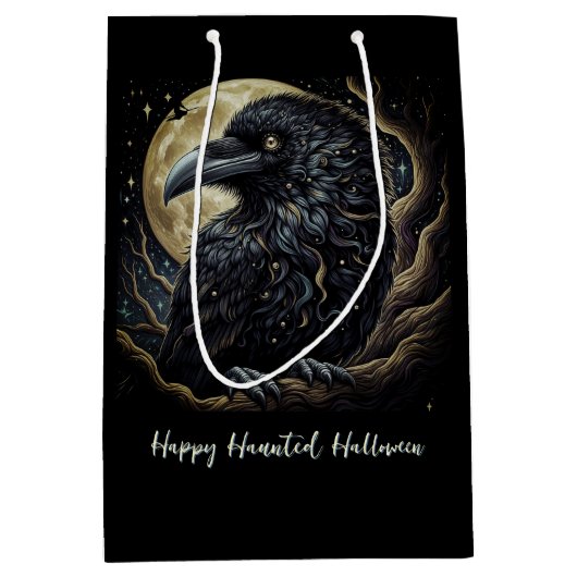 Black Bird Halloween Medium Cadeauzakje (Voorkant)
